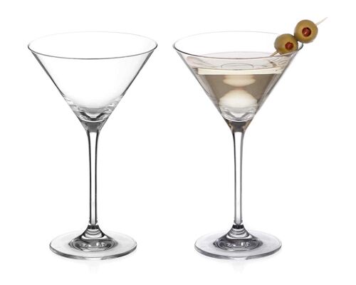 Diamante Martini Prosecco Cocktail Glasses Pair - ‘auris’ Collection Undecorated Crystal – Gift Box Of 2