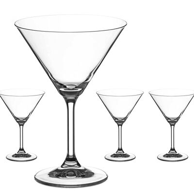 Diamante Martini-Prosecco-Cocktailgläser-Set – „Moda“-Kollektion, undekoriertes Kristallglas – Geschenkbox, 4er-Set