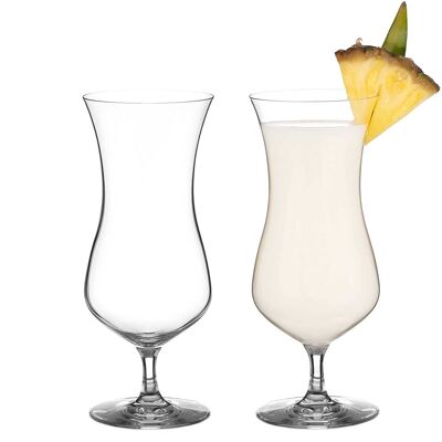 Diamante Pina Colada Glasses - Pair Of Hurricane Cocktail Glasses - Lead Free Crystal Set Of 2