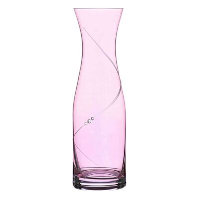 Jarra de vino de cristal rosa Diamante - 'Silueta rosa' - Decoración cortada a mano con cristales de Swarovski | 1l