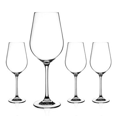 Diamante Red Wine Glasses - ‘auris’ Collection Undecorated Crystal - Set Of 4