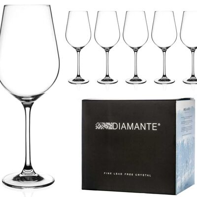 Diamante Red Wine Glasses - ‘auris’ Collection Undecorated Crystal - Set Of 6