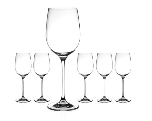 Diamante Red Wine Glasses - ‘moda’ Collection Undecorated Crystal - Set Of 6