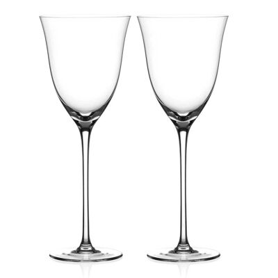 Diamante Red Wine Glasses Pair - ‘kate’ Collection Undecorated Crystal - Set Of 2
