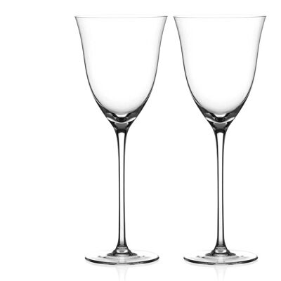 Diamante Red Wine Glasses Pair - ‘kate’ Collection Undecorated Crystal - Set Of 2