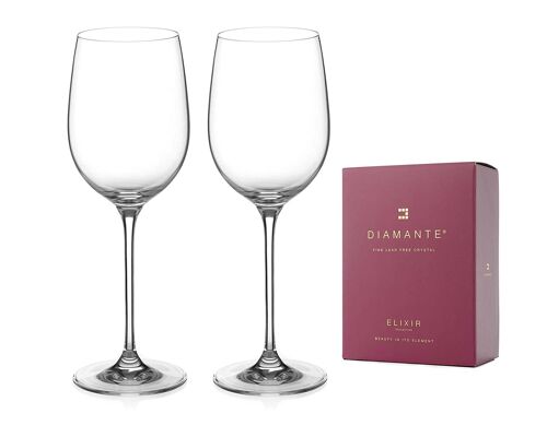 Diamante Red Wine Glasses Pair - ‘moda’ Collection Undecorated Crystal - Set Of 2
