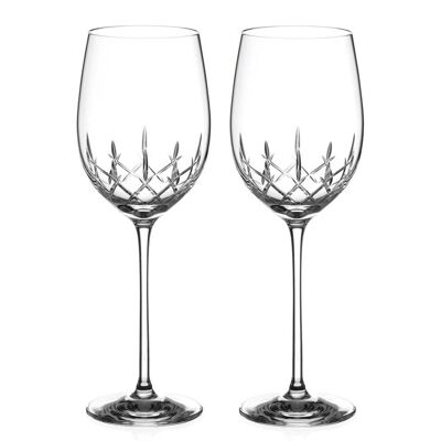Par de copas de vino tinto Diamante con diseño de corte a mano de la colección 'clásica' - Juego de 2 copas de vino de cristal