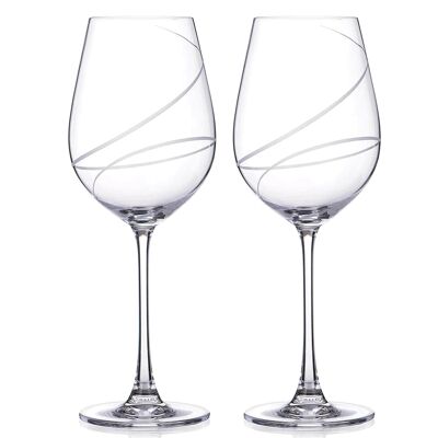 Paire de Verres à Vin Rouge Diamante Collection "Aurora" Design Coupé à la Main - Lot de 2 Dans Une Boîte Cadeau