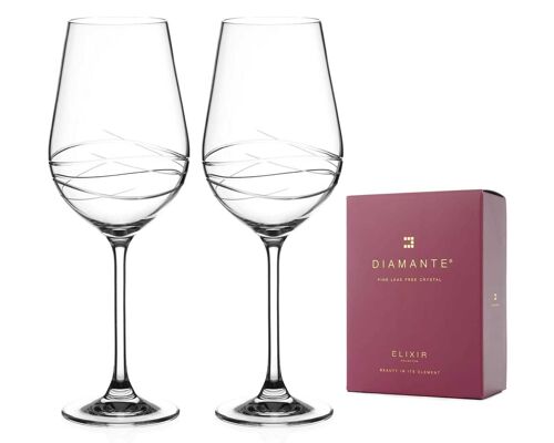 Diamante Red Wine Glasses – ‘venice’ Collection Hand Cut Crystal – Set Of 2