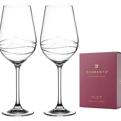 Verres à Vin Rouge Diamante - Collection 'venice' Cristal Taillé Main - Lot De 2