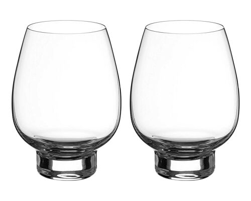 Diamante Stemless Gin Copa Glasses Pair ‘moderna’ – Undecorated Crystal Gin & Tonic With No Stem – Box Of 2