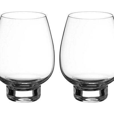Diamante Stemless Gin Copa Glasses Pair 'Moderna' - Unverzierter Kristall-Gin & Tonic ohne Stiel - Box mit 2