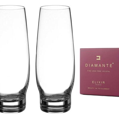 Diamante Stemless Champagne Flutes Prosecco Glasses Pair - Crystal Stemless Flutes - Set Of 2