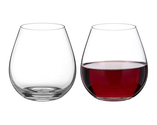 Diamante Stemless Red Wine Glasses Pair ‘moda’ – Undecorated Crystal Red Wine Glasses With No Stem, Stemless Gin Glasses