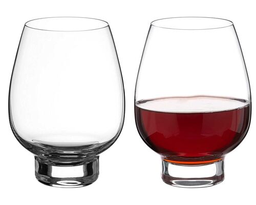 Diamante Stemless Red Wine Glasses Pair ‘moderna’ – Undecorated Crystal Red Wine Glasses With No Stem – Box Of 2