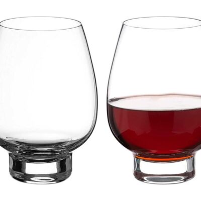 Diamante Stemless Red Wine Glasses Pair ‘moderna’ – Undecorated Crystal Red Wine Glasses With No Stem – Box Of 2