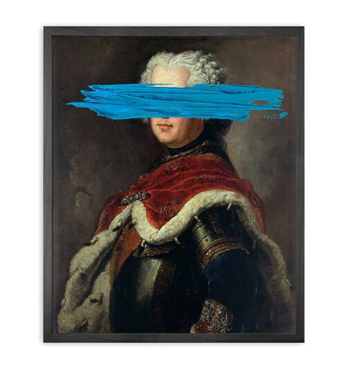 Blue Mark Framed Printed Canvas