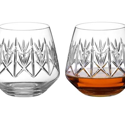 Diamante Stemless Red Wine Glasses Pair 'windsor' - Crystal Wine Glasses With No Stem - Box of 2