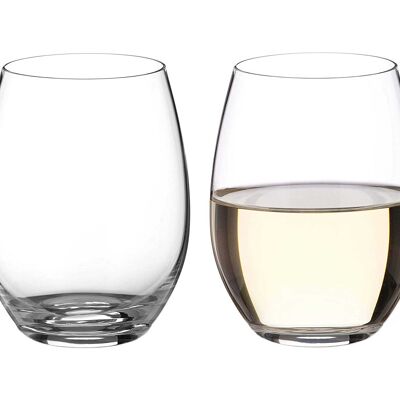 Diamante Stemless White Wine Glasses Pair 'Moda' – Unverzierte Kristall-Weißweingläser ohne Stiel – Box mit 2