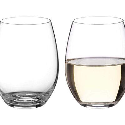 Diamante Stemless White Wine Glasses Pair 'Moda' – Unverzierte Kristall-Weißweingläser ohne Stiel – Box mit 2