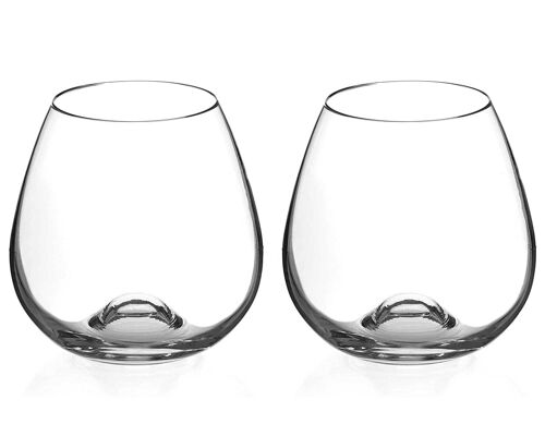 Diamante Stemless Wine Glasses Pair ‘auris’ – Undecorated Crystal Wine Glasses With No Stem, Stemless Gin Glasses – Box Of 2