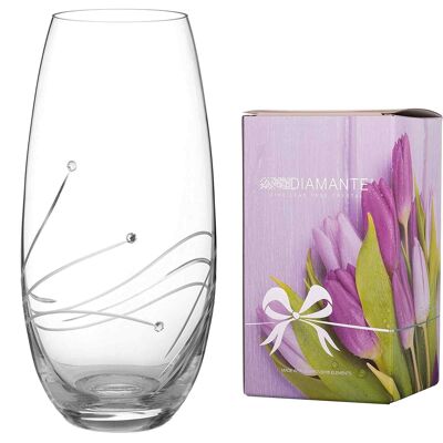 Diamante Swarovski Barrel Vase 'glasgow' - Hand Cut Crystal Vase With Swarovski Crystals - 25cm