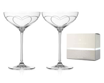 Diamante Swarovski Crystal Champagne Cocktail Saucers/coupes Pair - 'toast Heart' - Orné de cristaux Swarovski - Lot de 2