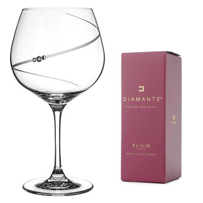 Diamante Swarovski Gin Copa Glass Single con diseño cortado a mano en forma de "silueta" adornado con cristales Swarovski