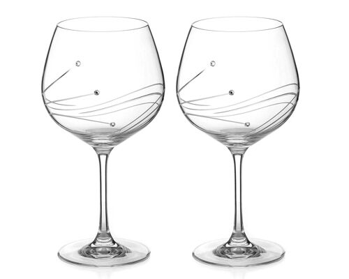 Diamante Swarovski Gin Glasses Copas 'glasgow'- Hand Cut Design Crystal Glass In Gift Packaging - Perfect Gift