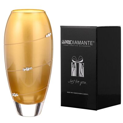 Diamante Swarovski Gold Metallic Silhouette Bud Vase – Kleine handgeschliffene goldene Kristallvase mit Swarovski-Kristallen – 18 cm