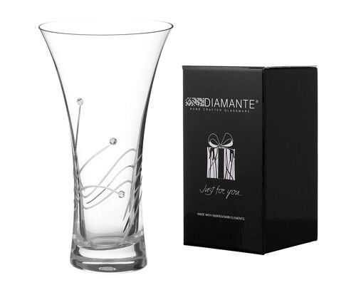 Diamante Swarovski Hollow Sided Trumpet Vase ‘glasgow’ Crystal Flared Vase With Swarovski Crystals - 21 Cm – Crystal Glass