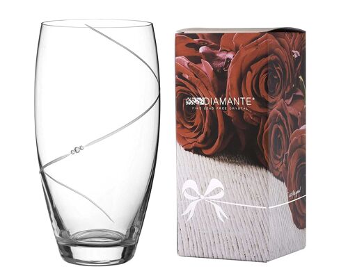 Diamante Swarovski Large Barrel Vase 'silhouette' - Hand Cut Crystal Vase With Swarovski Crystals - 26cm