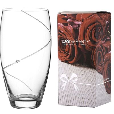 Diamante Swarovski Large Barrel Vase 'silhouette' - Florero De Cristal Tallado A Mano Con Cristales Swarovski - 26cm