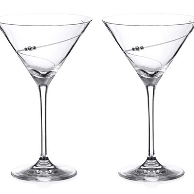 Diamante Swarovski Martini Prosecco Cocktail Glasses Pair - 'silhouette' Hand Cut Design Embellished With Swarovski Crystals - Updated Shape