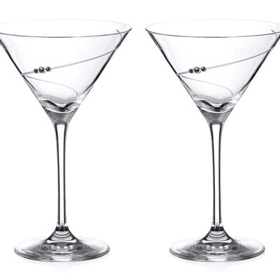 Diamante Swarovski Martini Prosecco Cocktail Glasses Pair - 'silhouette' Hand Cut Design Embellished With Swarovski Crystals - Updated Shape