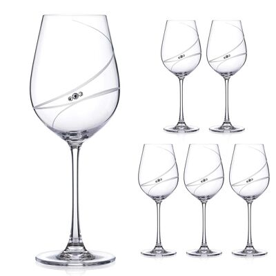 Diamante Swarovski Rouge Verres à Vin Collection 'allure' Design Coupé à la Main avec Cristaux Swaroski - Lot de 6