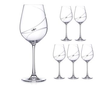 Verres à vin blanc Diamante Swarovski Collection 'allure' Design coupé à la main avec cristaux Swaroski - Lot de 6