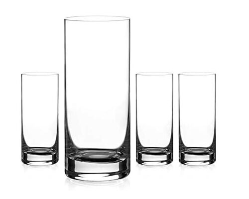 Diamante Water Glasses Crystal Long Drink Hi Balls - 'auris’ Collection Undecorated Crystal - Set Of 4