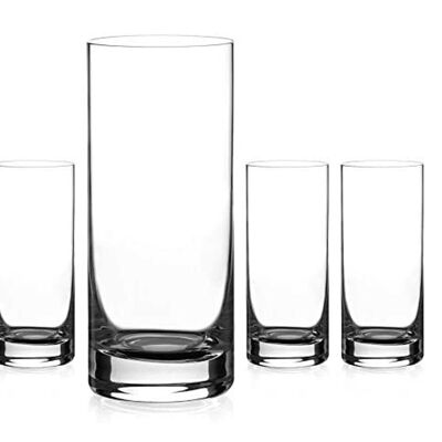 Diamante Vasos de agua Crystal Long Drink Hi Balls - Colección 'auris' Cristal sin decorar - Juego de 4