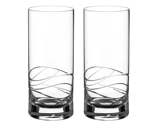 Diamante Water Or Cocktail Glasses Crystal Long Drink Hi Balls – 'adriana’ Collection – Gift Box Of 2