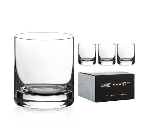 Diamante Whisky Glasses Crystal Short Drink Tumblers - ‘auris’ Collection Undecorated Crystal - Set Of 4