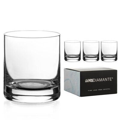 Diamante Whisky-Gläser aus Kristallglas für Kurzgetränke – „Auris“-Kollektion, undekoriertes Kristallglas – 4er-Set