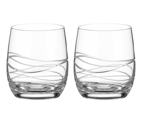 Diamante Whisky Glasses Crystal Short Drink Tumblers Pair With ‘aurora Globo’ Collection Hand Cut Design - Set Of 2
