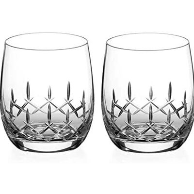 Juego de 2 vasos de whisky de diamante, vasos de cristal para bebidas cortas, par con diseño de corte a mano de la colección 'clásica'