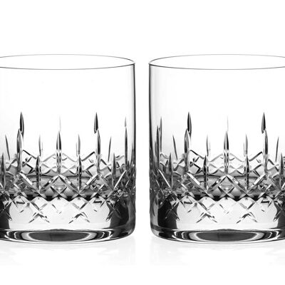 Diamante Whisky Glasses Crystal Short Drink Tumblers Pair With ‘hampton’ Collection Hand Cut Design - Set Of 2
