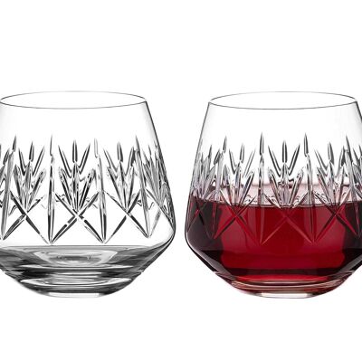 Diamante Whiskey-Gläser aus Kristallglas für kurze Getränke, Paar mit handgeschliffenem Design aus der Noveau-Kollektion – 2er-Set