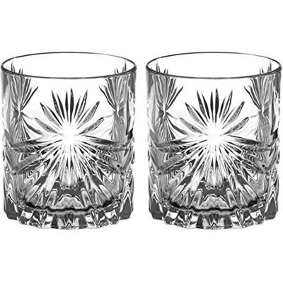 Diamante Whisky Glasses Crystal Short Drink Tumblers Pair – ‘riviera’ Collection – Gift Box Of 2