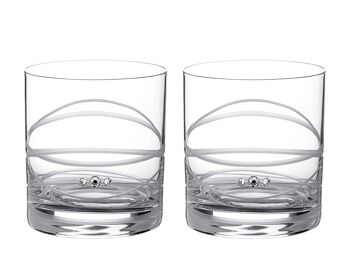 Verres à whisky Diamante Ensemble de verres à boisson courte en cristal avec design de la collection « New Orbit » - Ensemble de 2 ornés de cristaux Swarovksi