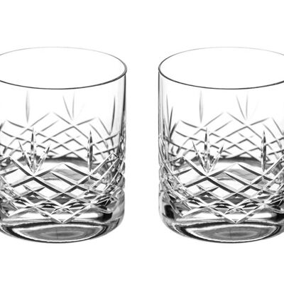 Diamante Whisky Glasses Crystal Tumblers Pair With ‘blenheim’ Collection Hand Cut Design - Set Of 2