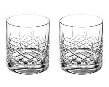 Verres à Whisky Diamante Paire De Gobelets En Cristal Avec Design Coupé À La Main De La Collection "blenheim" - Lot De 2